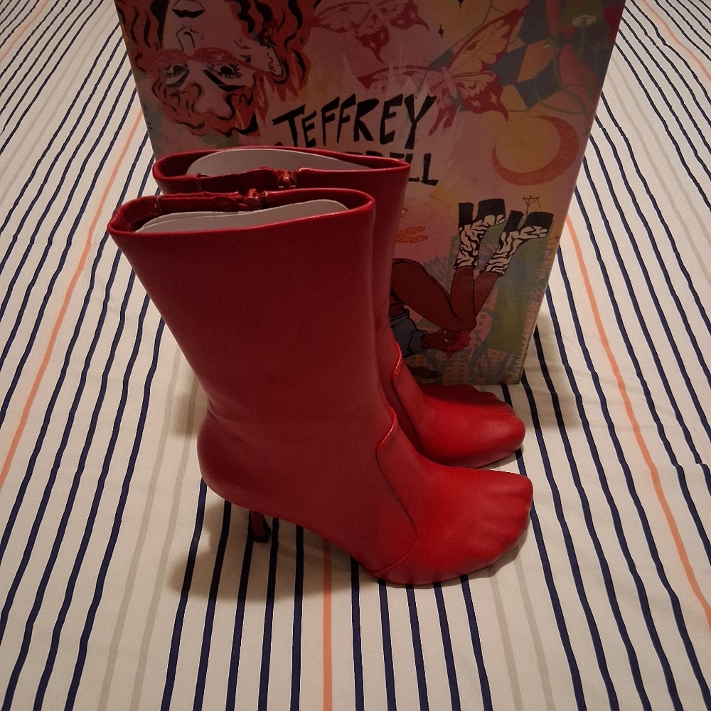 Jeffrey Campbell Red Heeled Boots Bold Statement - Picture 2 of 15